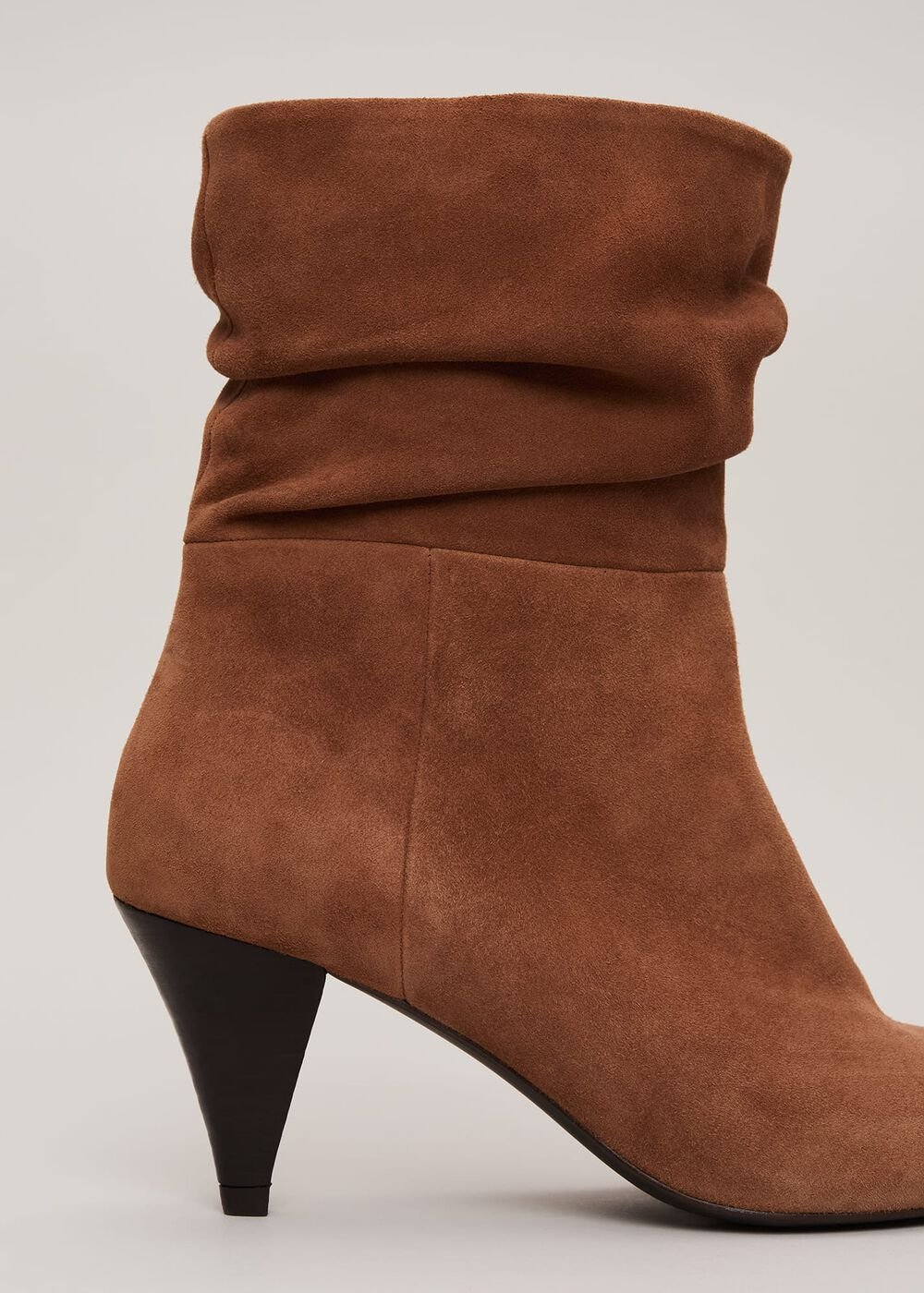 Brown Suede Cone Heel Western Boot - Brown
