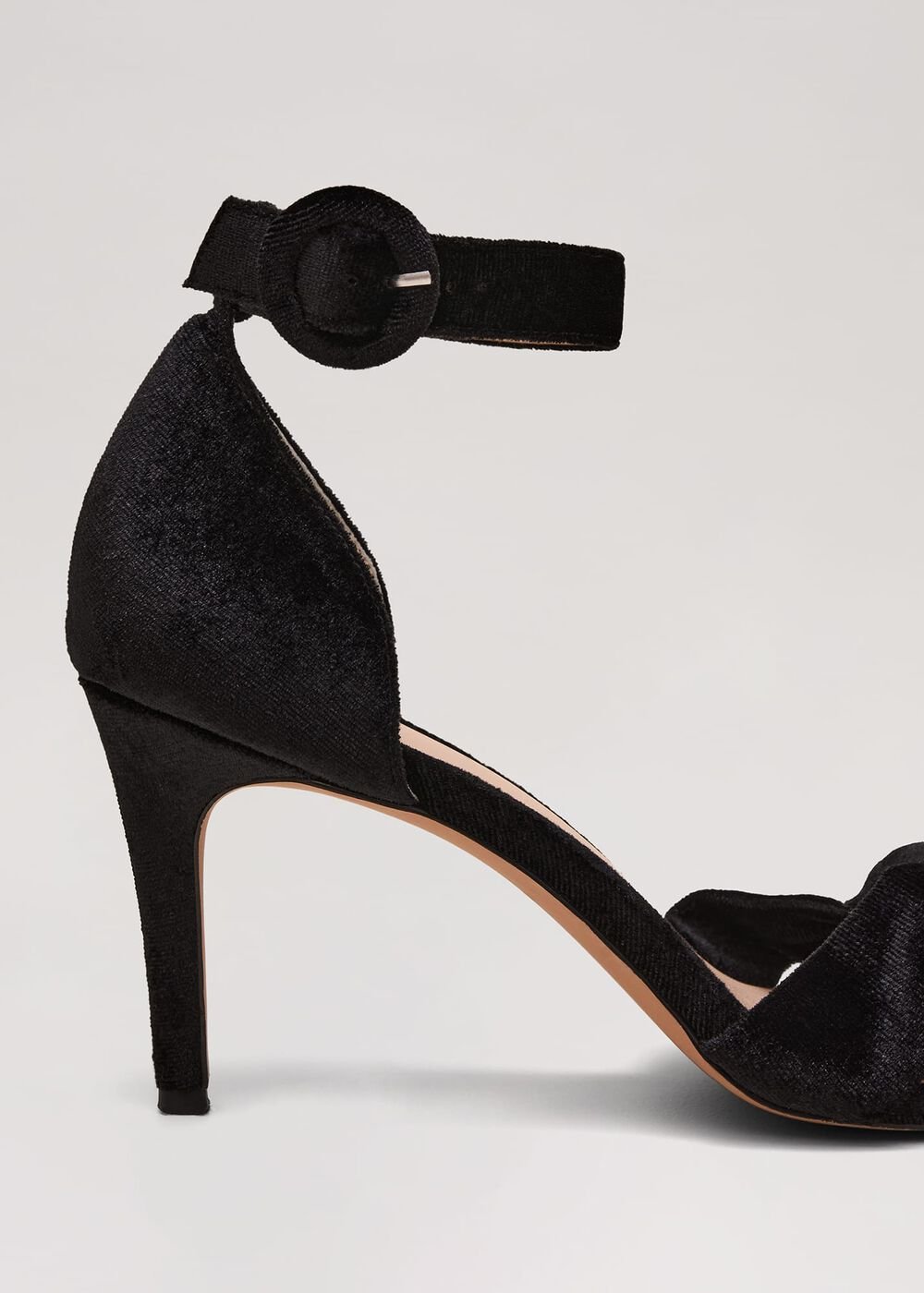 Black Velvet Plaited Strappy Sandal - Black