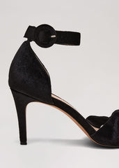 Black Velvet Plaited Strappy Sandal - Black