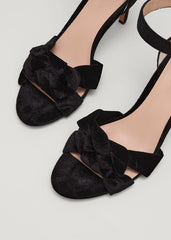 Black Velvet Plaited Strappy Sandal - Black