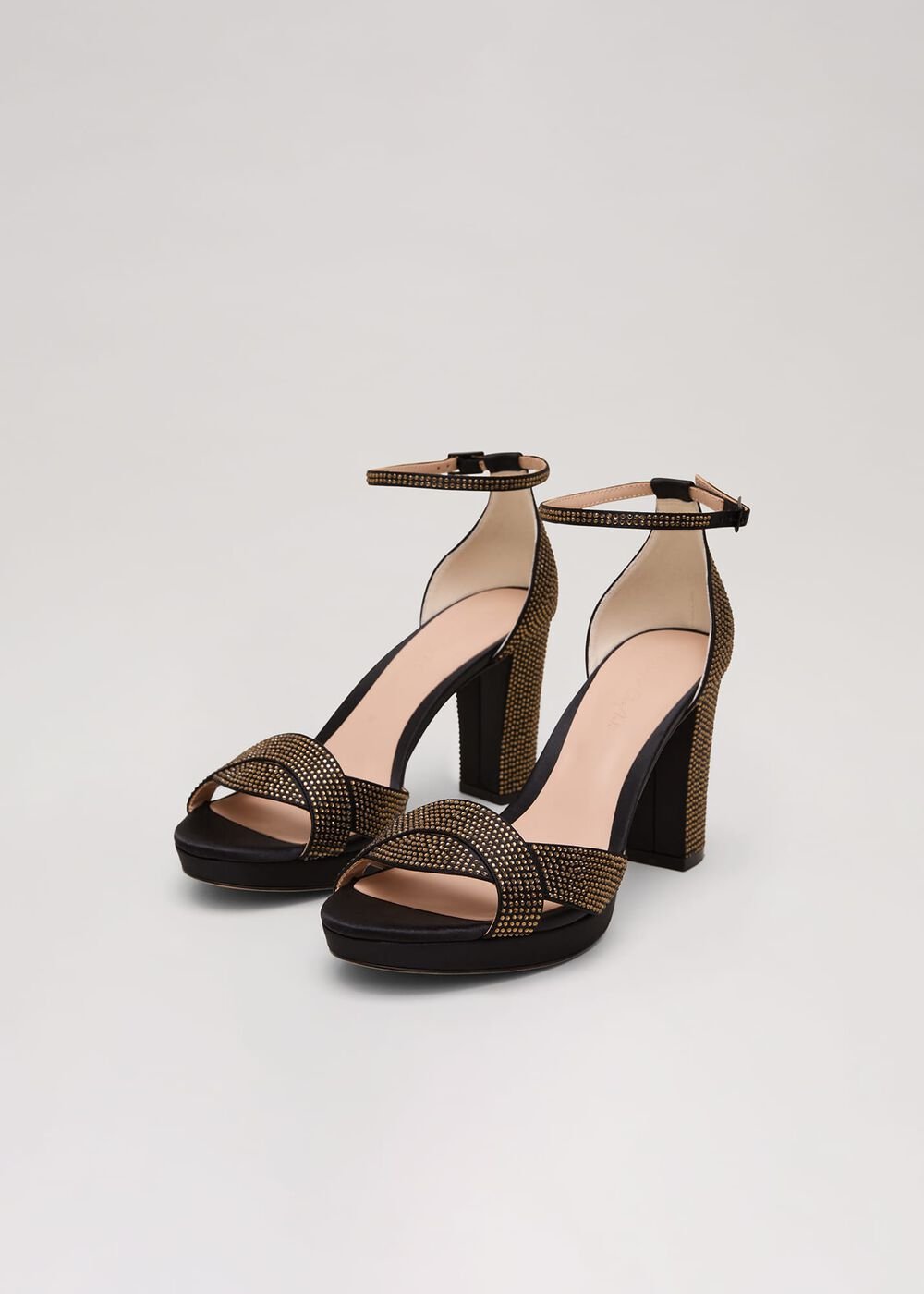 Embellished Crossover Platform Sandal - Gold