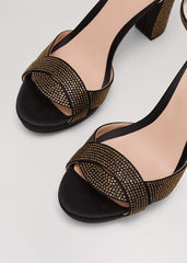 Embellished Crossover Platform Sandal - Gold