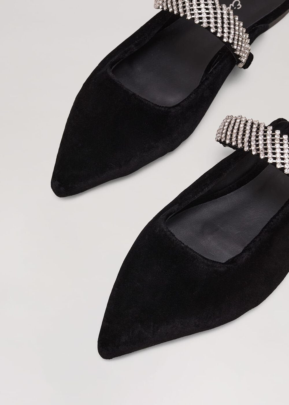 Black Velvet Sparkle Flat Mule - Black