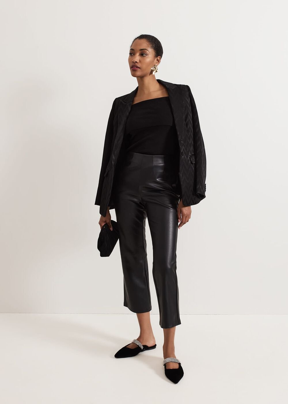 Black Velvet Sparkle Flat Mule - Black