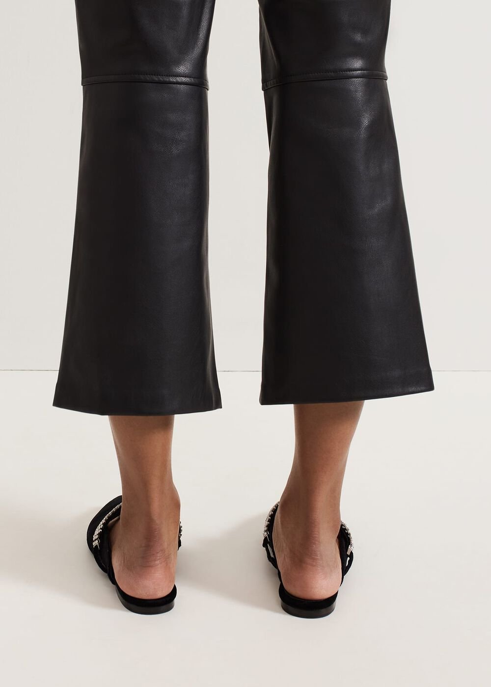 Black Velvet Sparkle Flat Mule - Black
