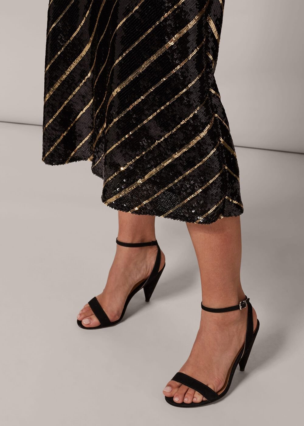 Giana Stripe Sequin Skirt - Black/Bronze