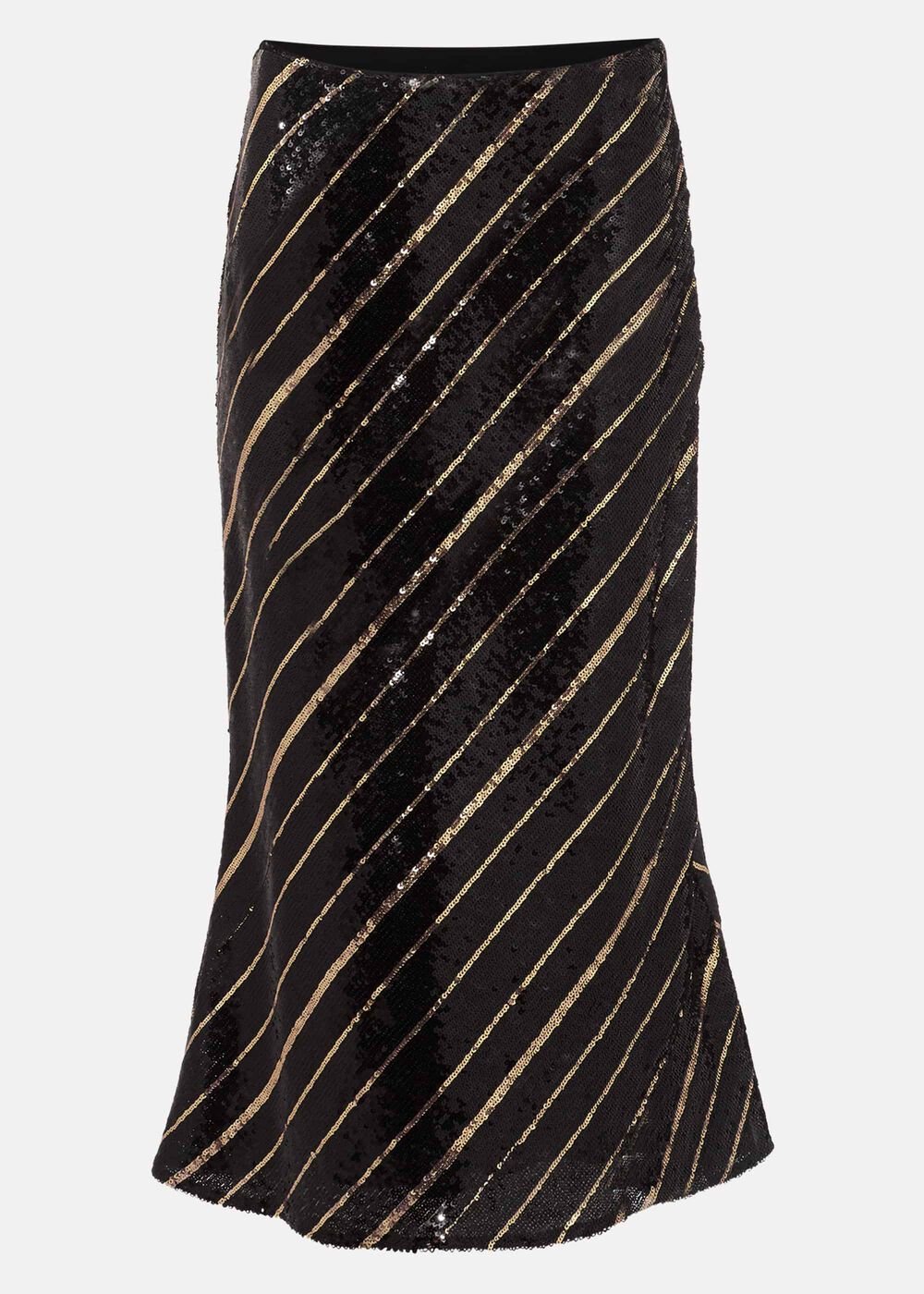 Giana Stripe Sequin Skirt - Black/Bronze