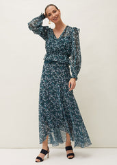 Lola Floral Co-Ord Skirt - Petrol