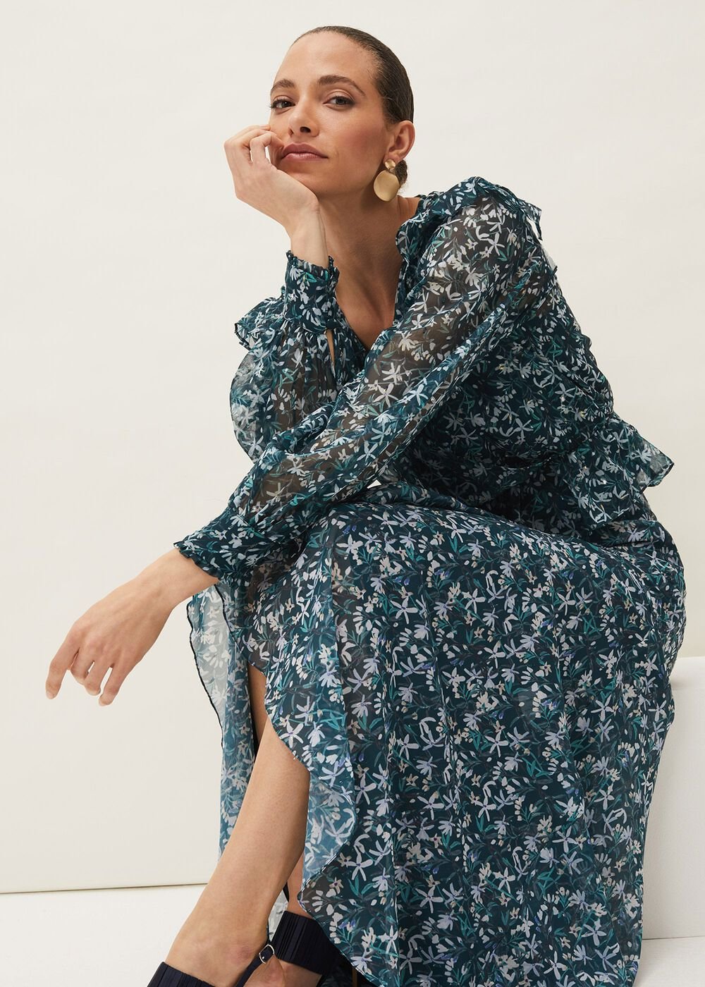 Lola Floral Co-Ord Skirt - Petrol