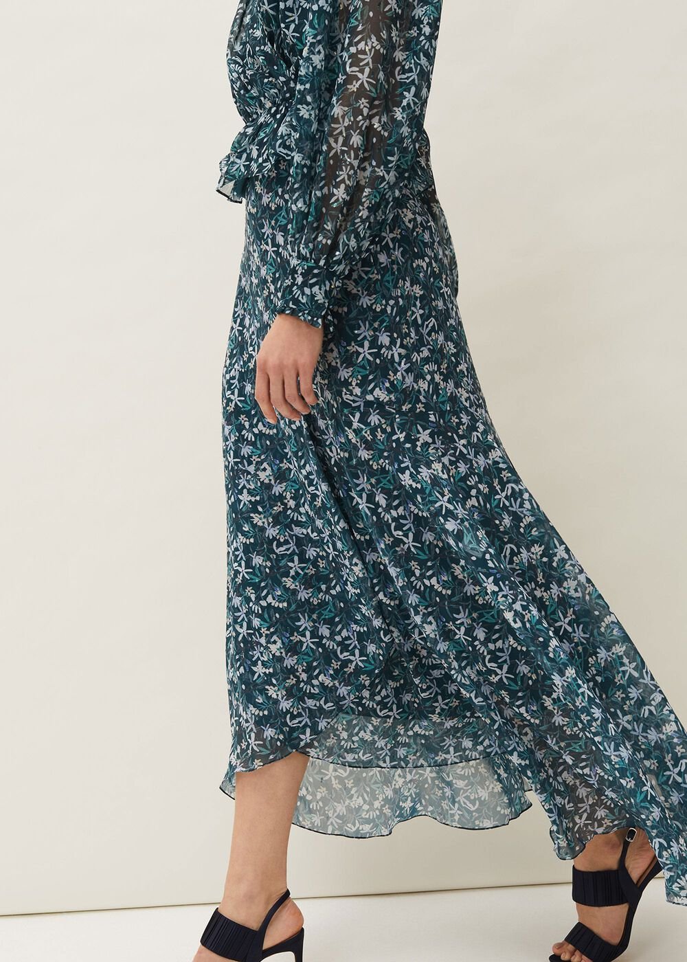Lola Floral Co-Ord Skirt - Petrol