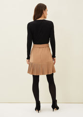 Annabel Pleated Mini Skirt - Camel
