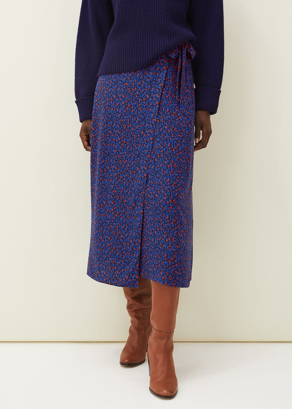 Lou Lou Animal Print Wrap Skirt - Spice/Ink
