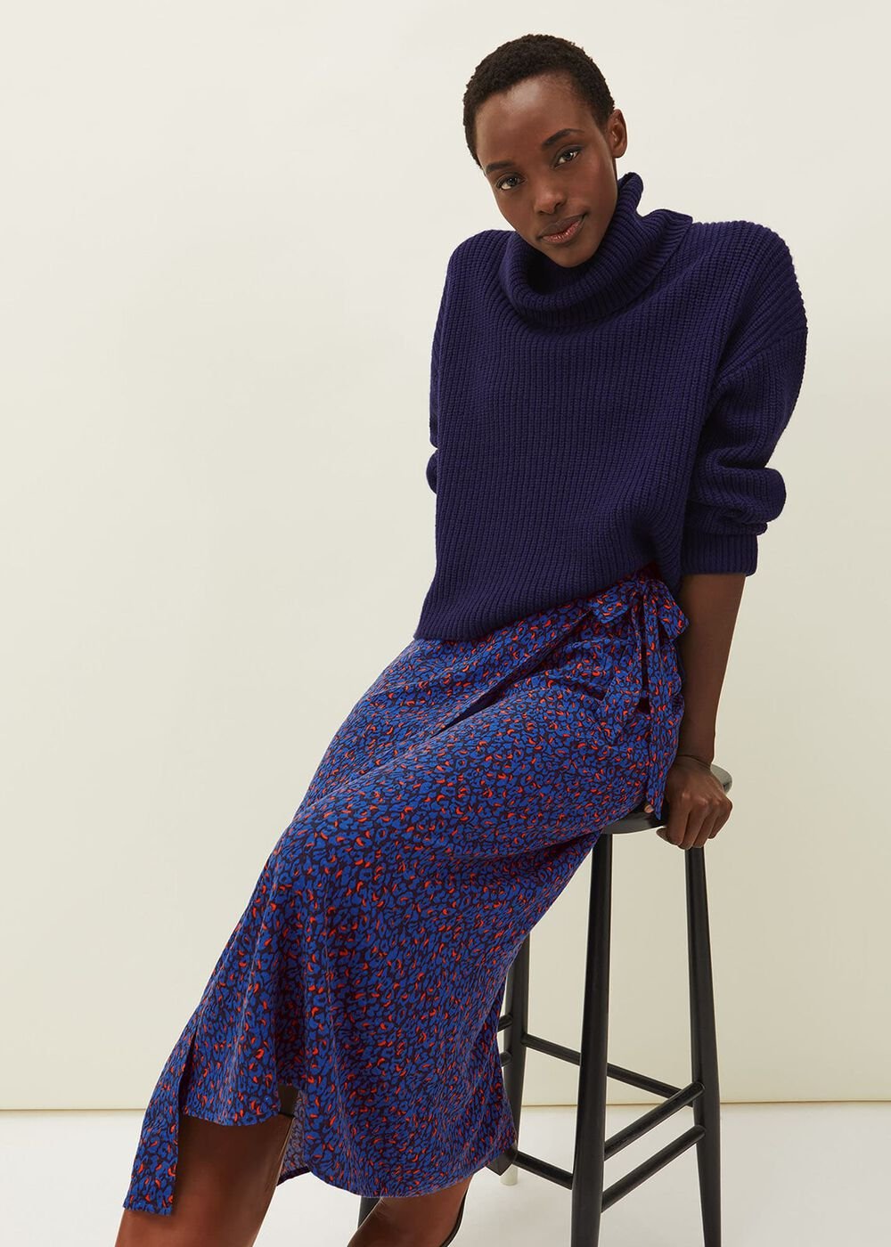 Lou Lou Animal Print Wrap Skirt - Spice/Ink