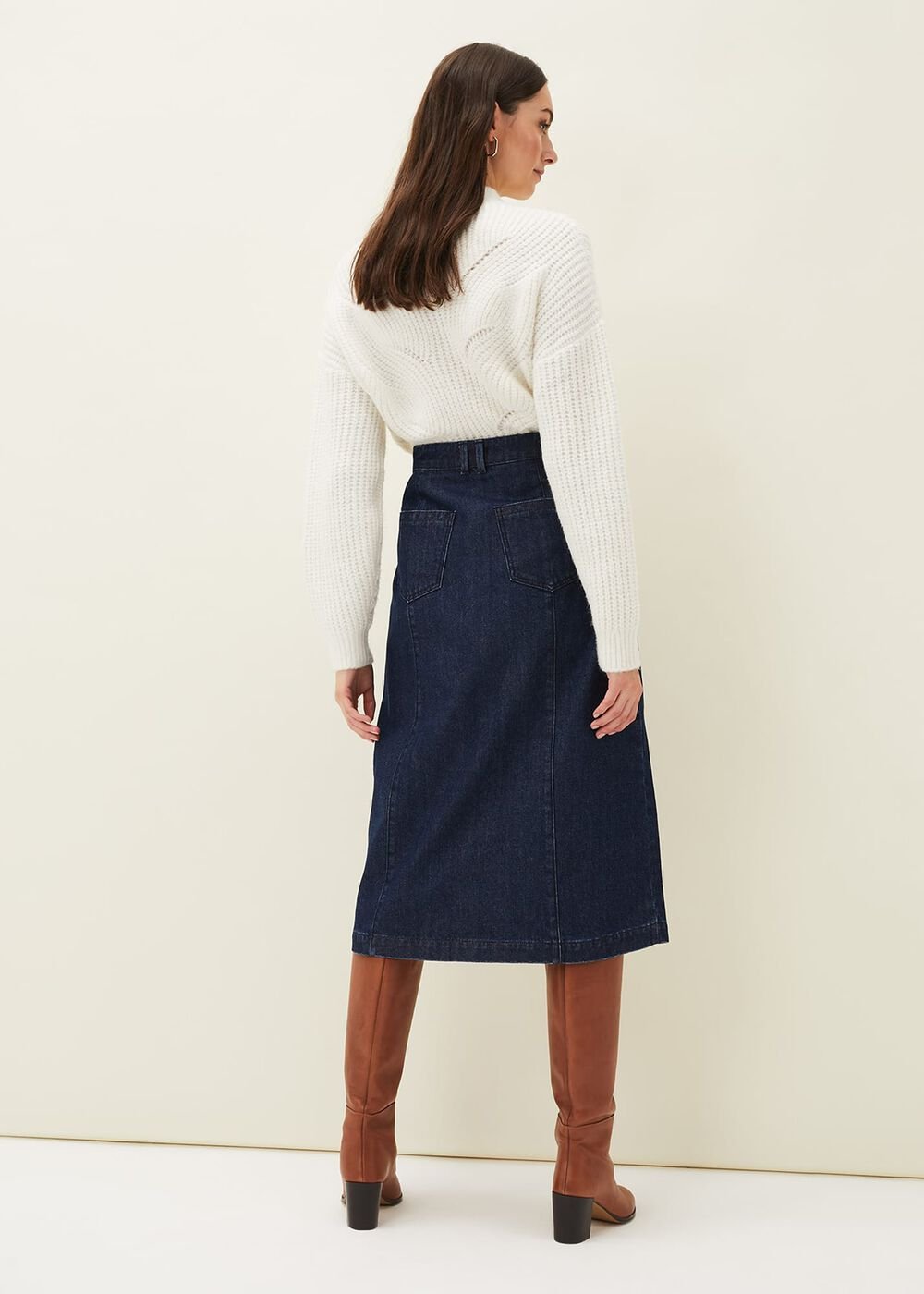 Jessa Denim Midi Pencil Skirt - Denim