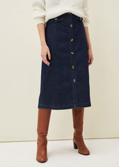 Jessa Denim Midi Pencil Skirt - Denim
