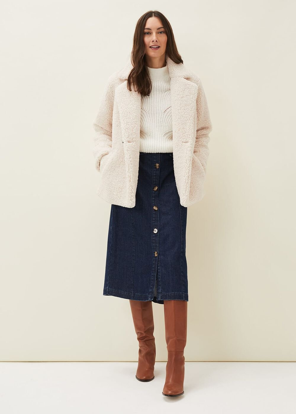 Jessa Denim Midi Pencil Skirt - Denim