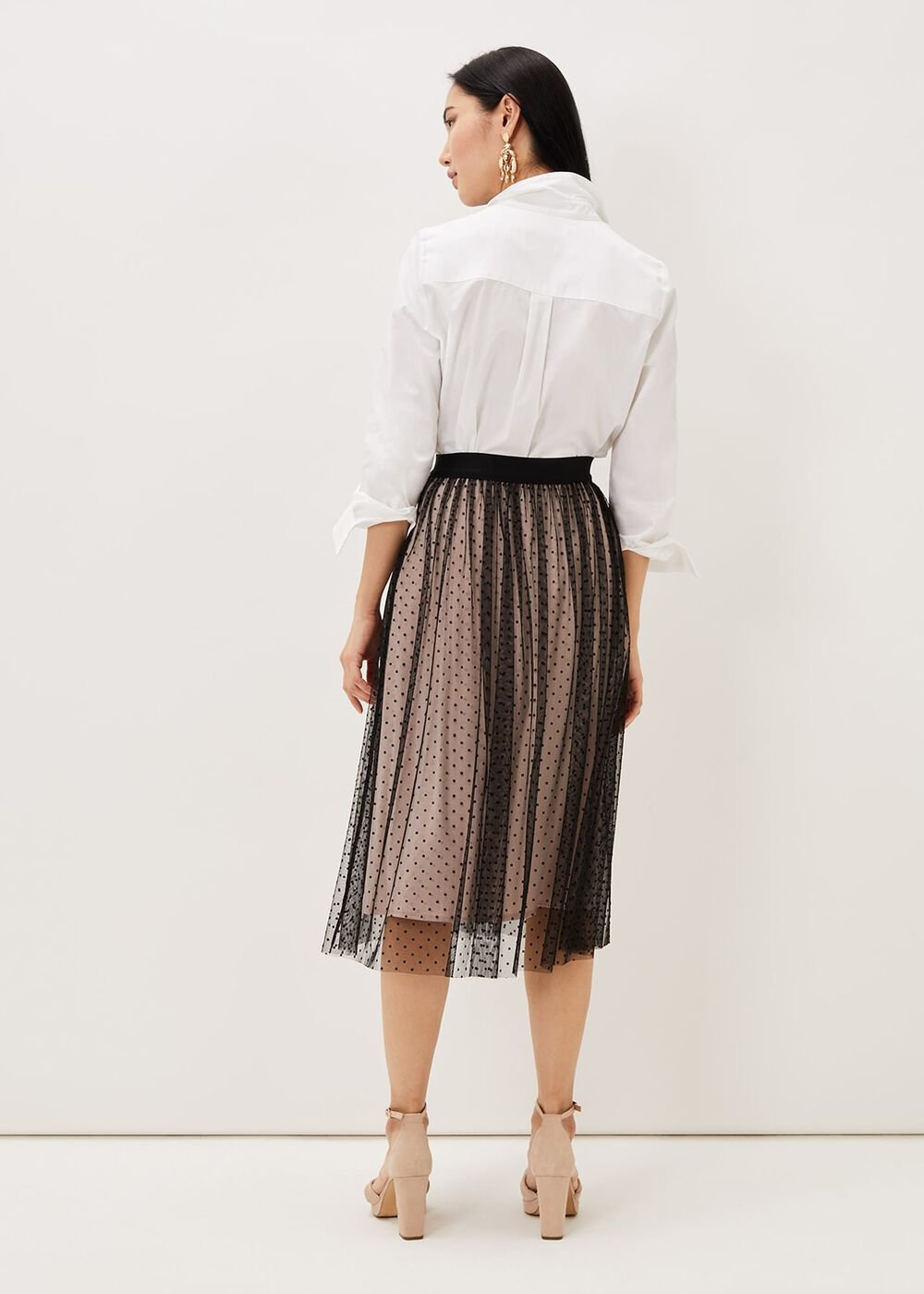 Maya Mesh Spot Skirt - Black/Blush