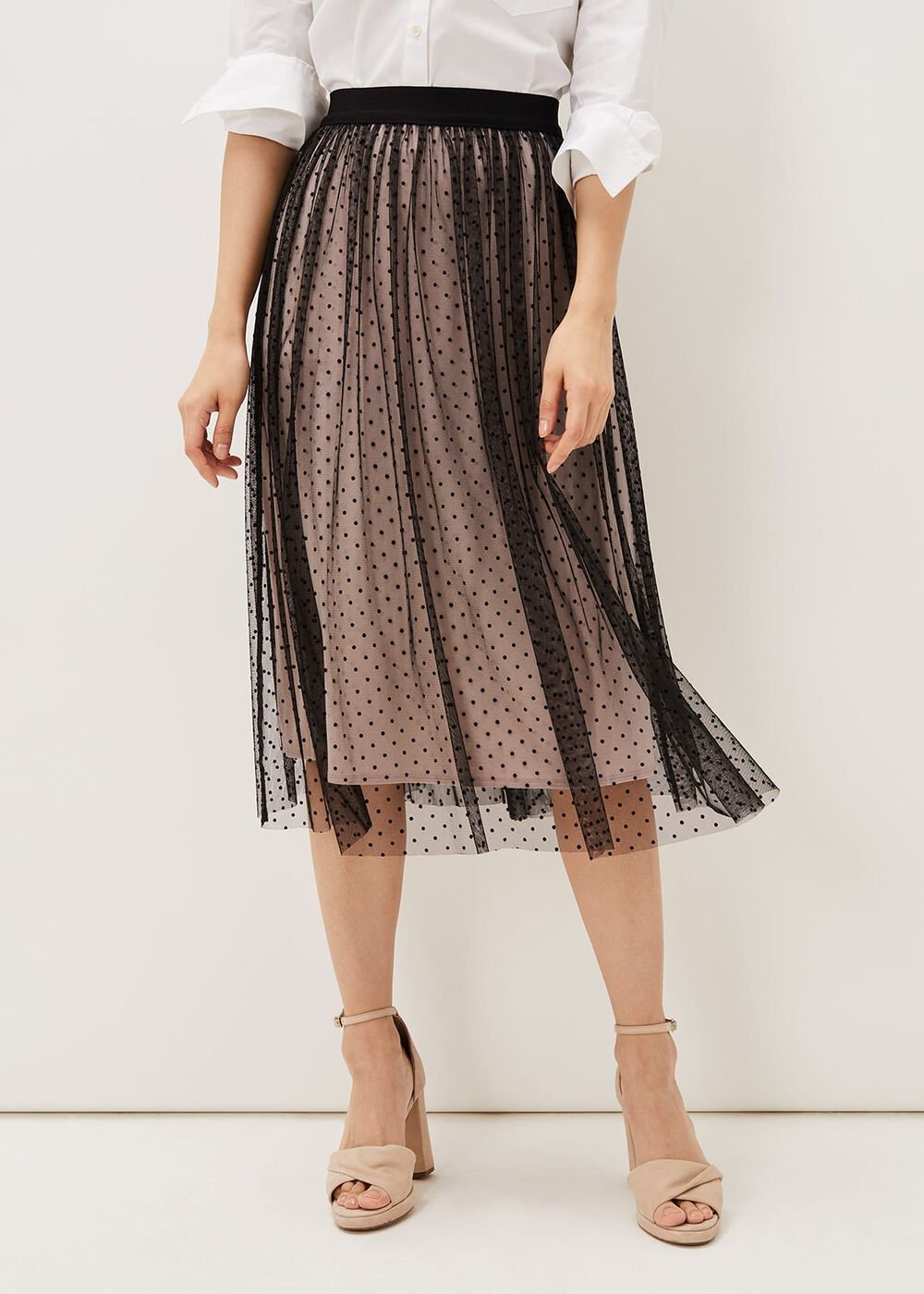 Maya Mesh Spot Skirt - Black/Blush