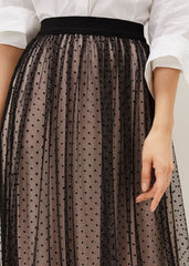 Maya Mesh Spot Skirt - Black/Blush