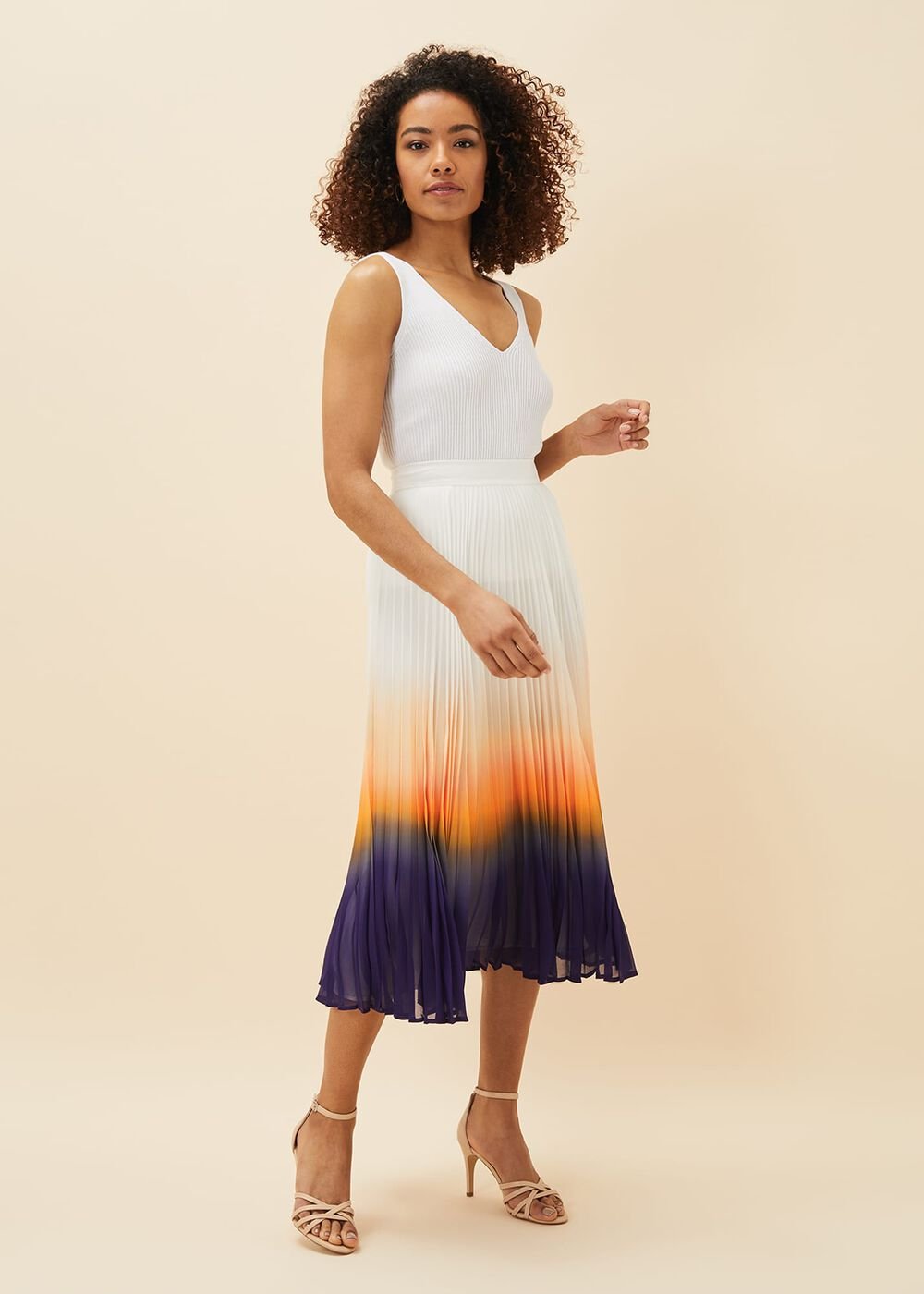 Raya Pleated Dip Dye Skirt - Violet/Cream