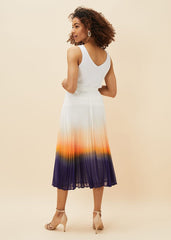Raya Pleated Dip Dye Skirt - Violet/Cream