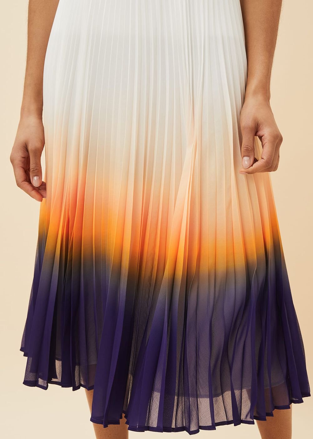 Raya Pleated Dip Dye Skirt - Violet/Cream