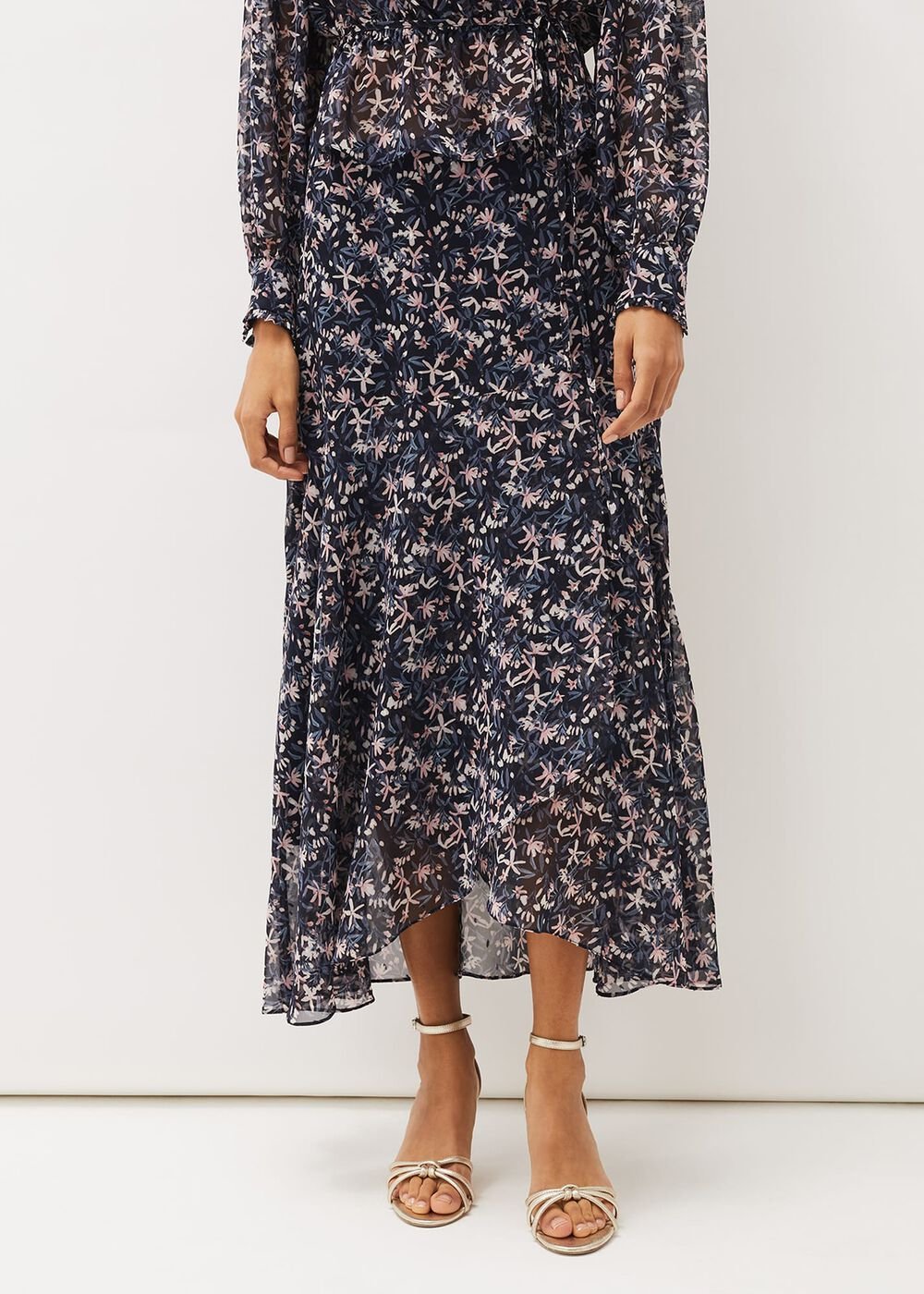 Lola Floral Co-Ord Maxi Skirt - Navy/Pink