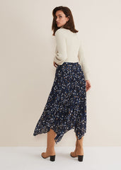 Zeba Star Pleated Midi Skirt - Blue