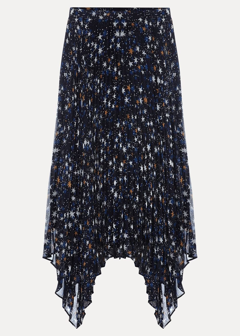 Zeba Star Pleated Midi Skirt - Blue
