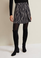 Ilaria Flippy Mini Pearl Print Skirt - Black