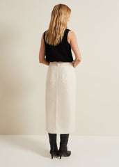 Amani Ecru Denim Midi Skirt - Natural