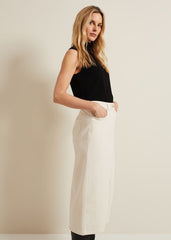 Amani Ecru Denim Midi Skirt - Natural