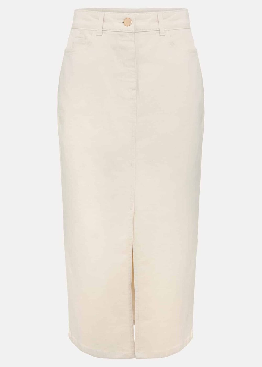 Amani Ecru Denim Midi Skirt - Natural