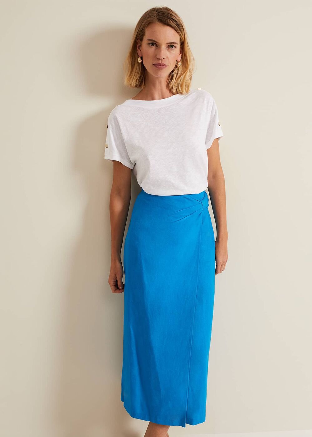 Hayden Linen Wrap Skirt - Blue