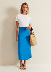 Hayden Linen Wrap Skirt - Blue