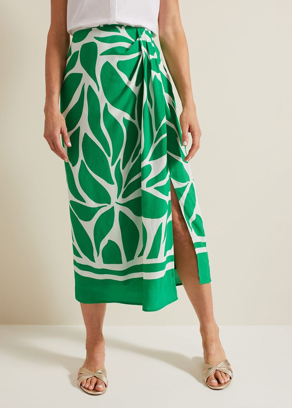 Presley Leaf Print Skirt - Green
