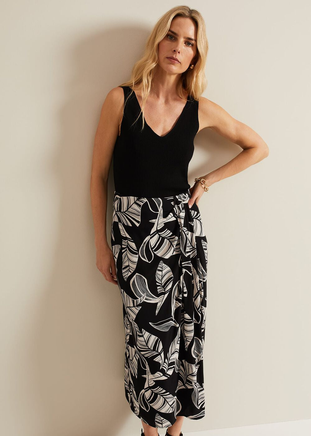 Ayana Printed Skirt - Black/Ivory