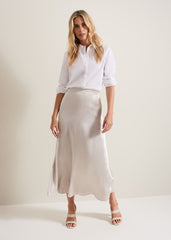 Ophelia Satin Midi Skirt - Metallic