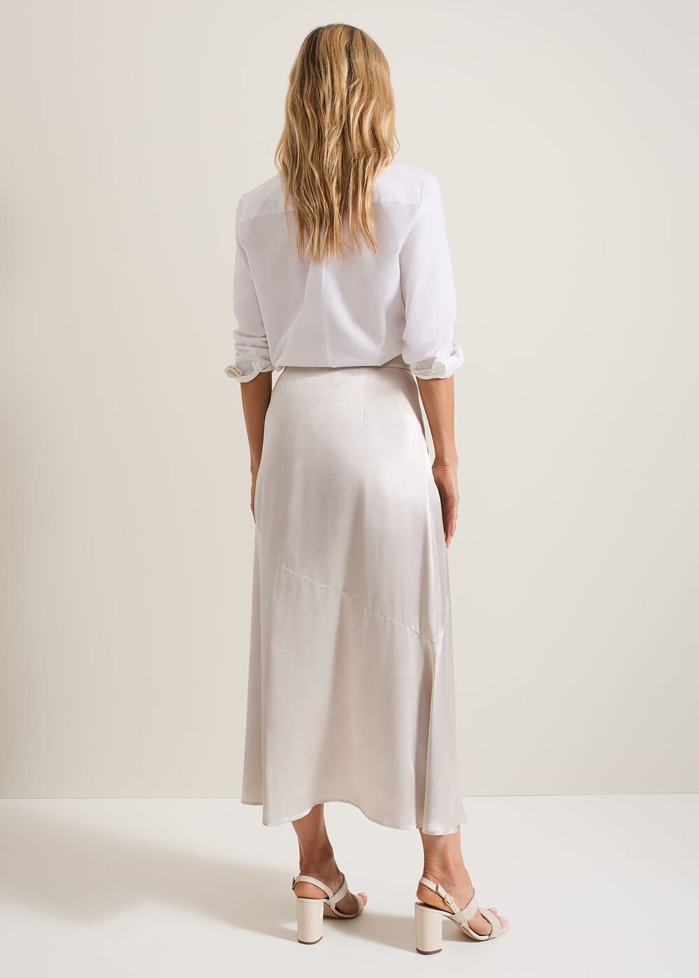 Ophelia Satin Midi Skirt - Metallic