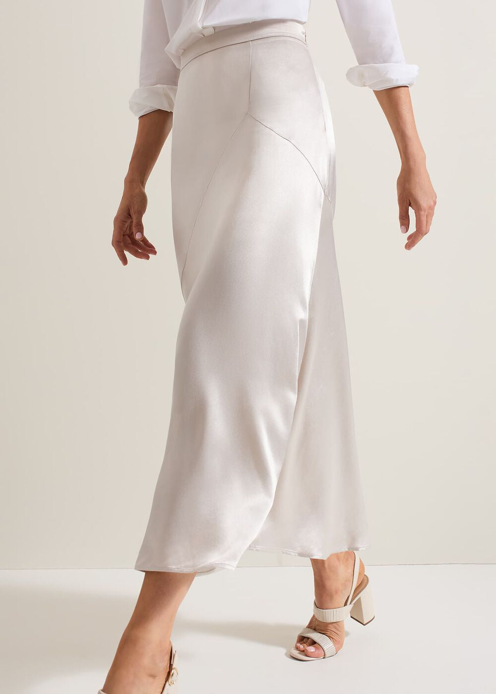 Ophelia Satin Midi Skirt - Metallic