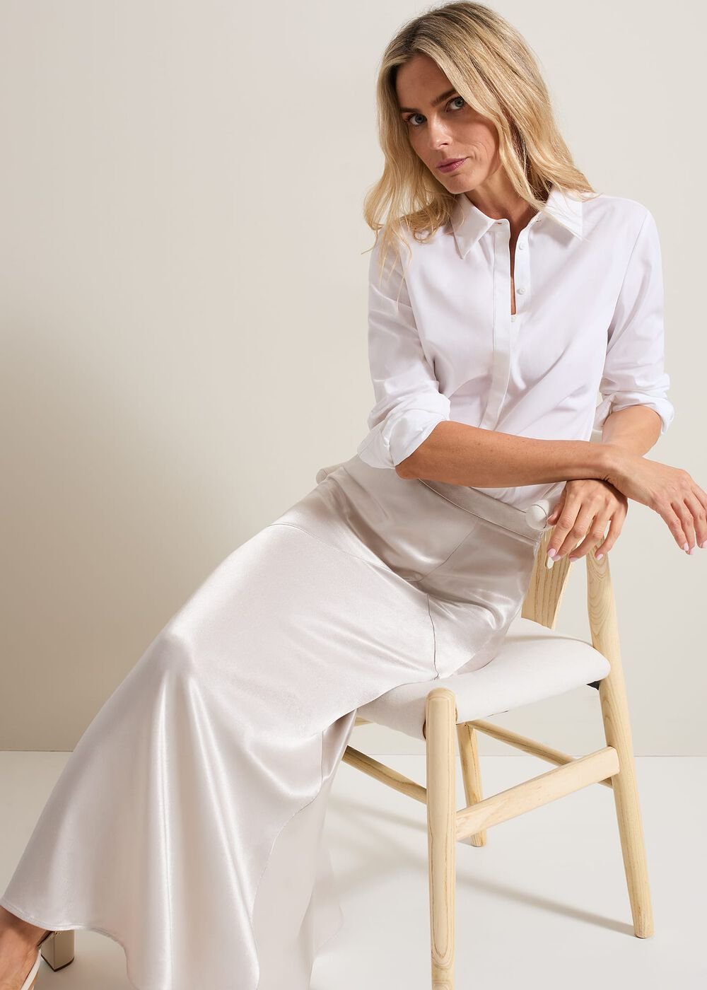 Ophelia Satin Midi Skirt - Metallic