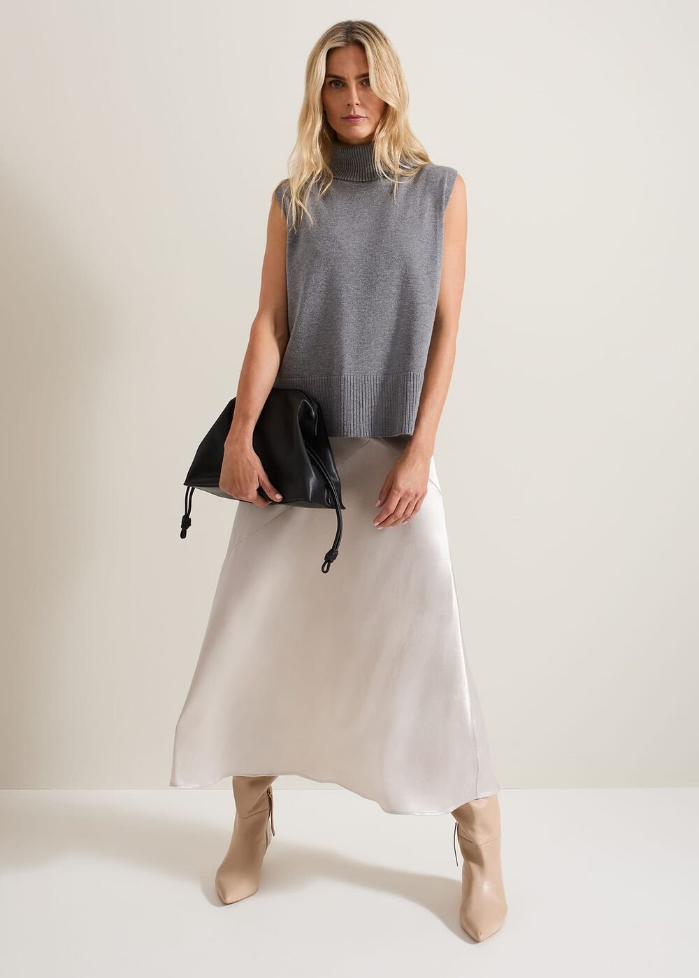 Ophelia Satin Midi Skirt - Metallic