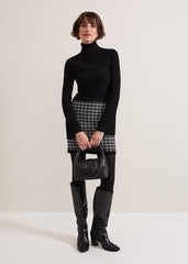 Tiffany Lurex Check Skirt - Black/Ivory