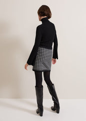 Tiffany Lurex Check Skirt - Black/Ivory