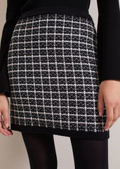 Tiffany Lurex Check Skirt - Black/Ivory