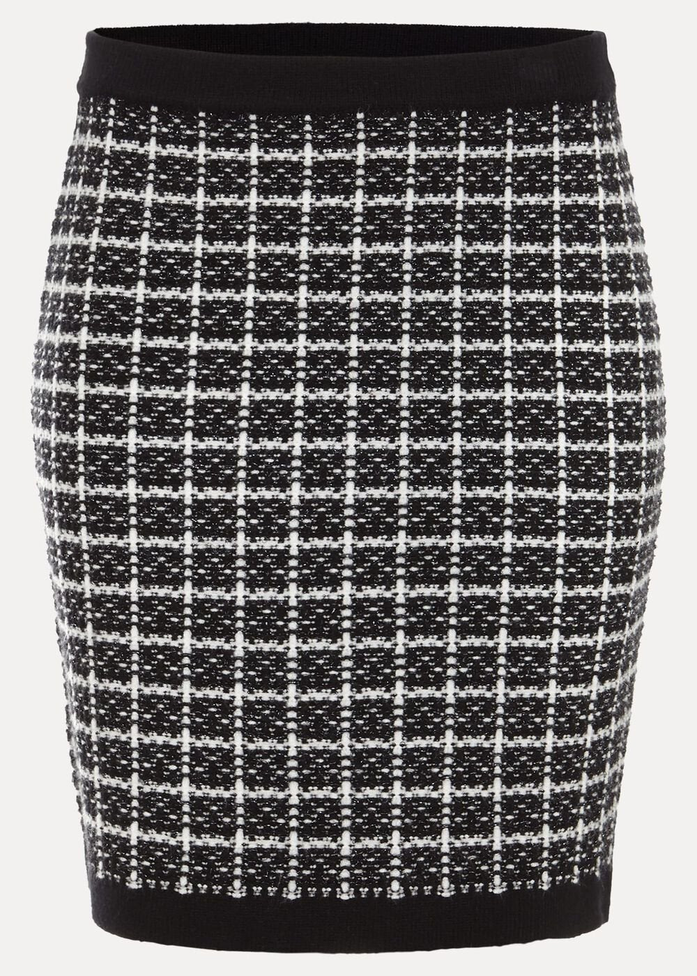 Tiffany Lurex Check Skirt - Black/Ivory