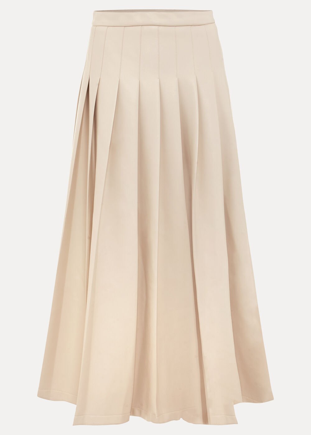 Susie Cream Pu Pleated Midi Skirt - Cream