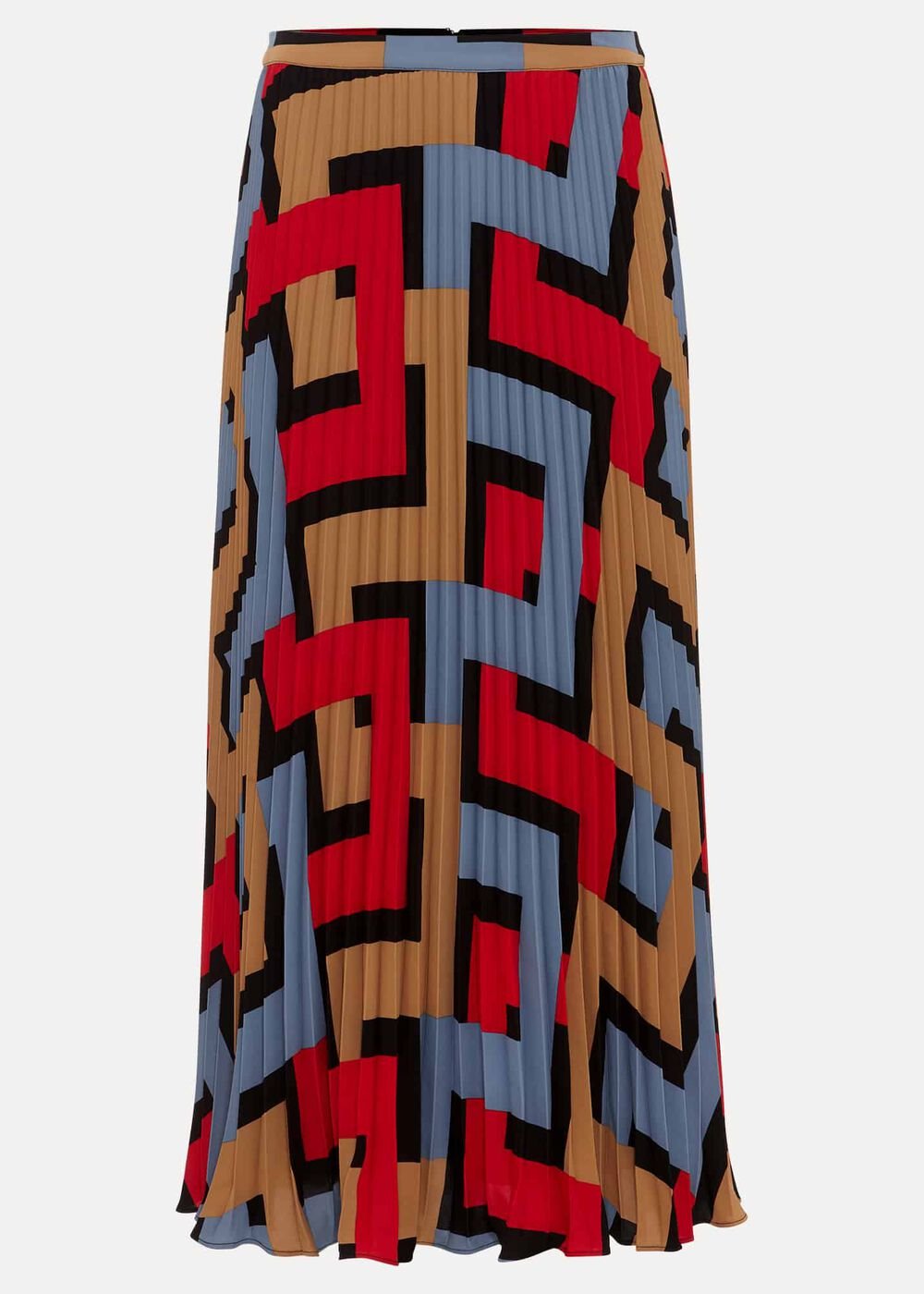 Petite Elmina Geo Pleated Midi Skirt - Black