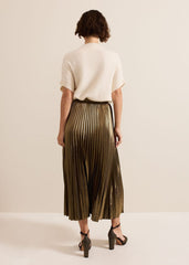 Dhalia Gold Foil Pleated Skirt - Gold