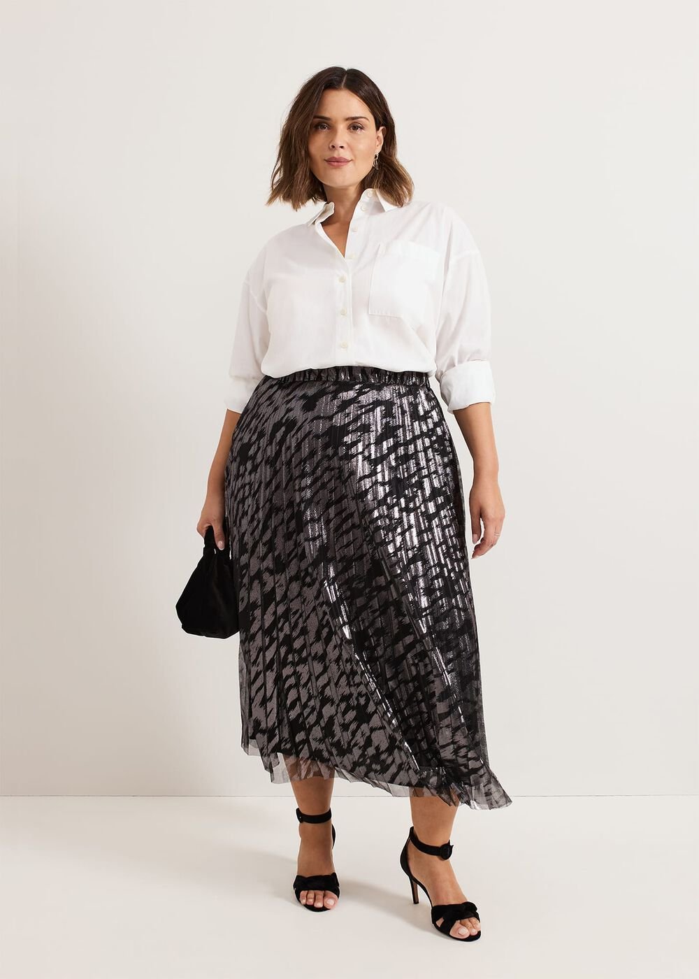 Zoe Metallic Pleated Skirt - Metallic